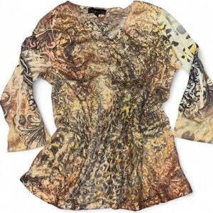 ✨ Glam Metallic Gold-Brown 3/4 Sleeve Top (M)